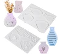 Lot de 4 moules en silicone pour plâtre, résine époxy, béton et poudre de coulée - Moules en silicone pour couler des mini vases - Idéal comme moules en plâtre pour couler, couler du plâtre, des