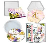 Lot de 4 moules hexagonaux en silicone et résine époxy avec tutoriel pour béton, argile polymère, ciment, ciment