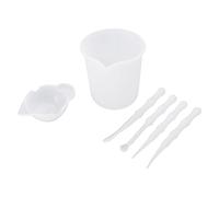 Lot de 4 moules lavables en résine de silicone pour mélanger les tasses divisées - Bâtons et cuillères - Outils de bijoux en époxy UV - Moules pour moulage à la main - Porte-clés