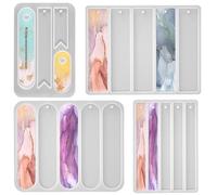 Lot de 4 moules rectangulaires en silicone pour marque-pages en résine époxy brillant pour loisirs créatifs