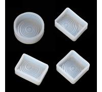 Lot de 4 moules ronds en silicone pour femme et fille - Pour fabrication de bijoux - Plateau pour dessous de verre et plateaux
