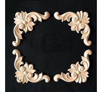 Lot de 4 moulures en bois sculpté pour coins de meubles, décalcomanies d'angle en bois sculpté pour décoration de meubles (8 x 8 cm)