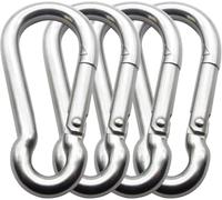 Lot de 4 mousquetons à ressort de 8 cm, clip en acier robuste | Accessoire pour machine à câble, utilisation à la maison, fitness en plein air, fixation à tirer, machine d'exercice