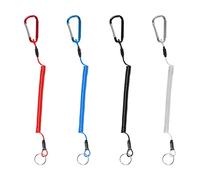 Lot de 4 mousquetons à ressort, fil d'acier perdu, fil en spirale, chaîne à clés, utilisés pour la randonnée, la pêche et d'autres activités de plein air