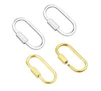 Lot de 4 mousquetons de verrouillage, mousqueton doré, porte-clés en laiton avec verrou à vis, porte-clés ovale en acier inoxydable pour clés, collier et organisation Doré et argenté