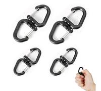Lot de 4 mousquetons doubles rotatifs à 360°, noirs, double mousqueton, chaînes à encliquetage, pour sac à dos, porte-clés, mousqueton, camping familial en plein air