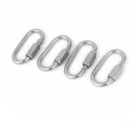 Lot de 4 mousquetons ovales à maillons rapides avec porte à vis en acier inoxydable de 3,5 mm pour le camping, la randonnée, la gestion des cordes et la sécurisation du matériel