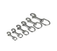 Lot de 4 mousquetons pivotants, clip pour laisse avec œillet pivotant, marine, plongée, bateau, yachting, sangle de sac à dos - Clip à ressort antirouille (extrémité simple) (6# poids 101G, acier