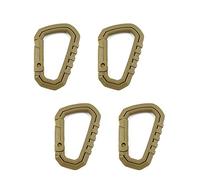 Lot de 4 mousquetons tactiques en D en plastique pour sac à dos, camping, randonnée - Marron