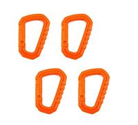 Lot de 4 mousquetons tactiques en D en plastique pour sac à dos, camping, randonnée - Orange