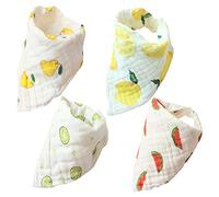Lot de 4 mousseline bandana dribble bavoirs pour bébés bambin 100% coton Soft absorbant dentition par Harson&Jane (E)
