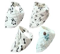 Lot de 4 mousseline bandana dribble bavoirs pour bébés bambin 100% coton Soft absorbant dentition par Harson&Jane (C)