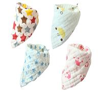 Lot de 4 mousseline bandana dribble bavoirs pour bébés bambin 100% coton Soft absorbant dentition par Harson&Jane (D)
