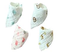 Lot de 4 mousseline bandana dribble bavoirs pour bébés bambin 100% coton Soft absorbant dentition par Harson&Jane (B)
