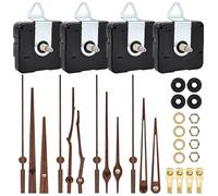 Lot de 4 mouvements à quartz de rechange pour horloge murale avec 4 types d'aiguilles en bois, silencieux, mouvement à quartz silencieux, kit de bricolage pour horloge murale DIY