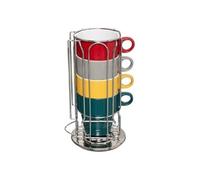 Secret de Gourmet - Lot de 4 Mugs & Porte Capsules Rack 23cm Multicolore Multicolore