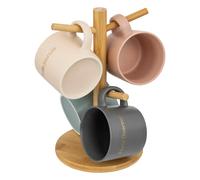 Lot de 4 Mugs sur Rack ""Belle Journée"" 20cl Multicolore