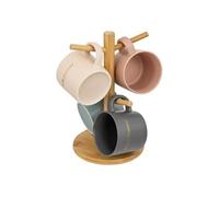 Secret de Gourmet – Lot de 4 mugs sur rack « Belle Journée » 20 cl Multicolore