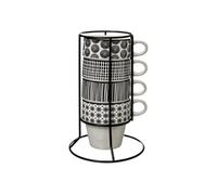Lot de 4 Mugs sur Rack "Bohemia" 26cl Blanc