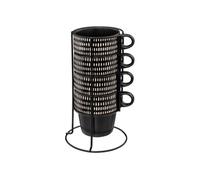 - Lot de 4 Mugs sur Rack Ethnikaa 25cl Noir
