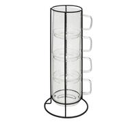Lot de 4 Mugs sur Rack ""Mia"" 30cl Transparent