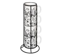 Secret de Gourmet Mugs White Floral - Lot de 4 sur rack 24 cl Blanc