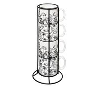 Secret de Gourmet Mugs White Floral - Lot de 4 sur rack 24 cl Blanc