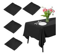 Lot de 4 Nappe Jetable Noire, Nappe Plastique 137 cm x 274 cm Nappe Rectangulaire, Nappe de Fête, Nappe d'anniversaire QIEDOVIEY