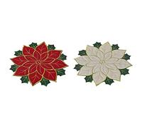 Lot de 4 napperons de Noël de 35,6 cm, parfaits pour la décoration de salle à manger festive, les deux