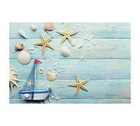 Lot de 4 napperons, napperon de Table à Manger, napperons lavables,Pétoncles d'étoiles de mer à la Voile d'été en Bord de mer