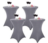 Lot de 4 nappes à cocktail en élasthanne extensible avec coins carrés - 81,3 x 109,2 cm - Gris clair - Pour bar, mariage, cocktail, banquet (gris clair)