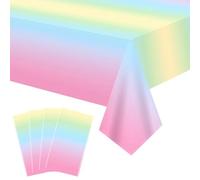 Lot de 4 nappes Arc-en-Ciel Pastel imperméables rectangulaires pour décoration de fête, Anniversaire, fête prénatale, Mariage