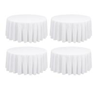 Lot de 4 Nappes Blanche Rondes 90 Pouce/ 229cm En Polyester Nappe Ronde En Polyester Blanche Nappes Résistantes Aux Plis Et Aux Taches Pour Réception De Mariage Salle à Manger Banquet Buffet,Extérieur