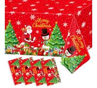 Lot de 4 nappes de Noël Joyeux Noël Flocon de neige Nappe Père Noël Nappe Sapin de Noël Nappe Bonhomme de neige Fête Décoration Noël Nouvel An Accessoires 220 x 130 cm