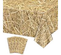 Lot De 4 Nappes Rectangulaires En Paille Imperméables Pour Décoration De Fête À La Ferme, Décorations De Fête À Thème Cowboy Occidental, 130 X 220 Cm