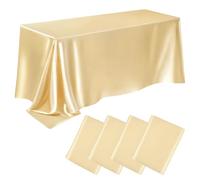 Lot de 4 nappes rectangulaires en satin - Résistantes aux taches et aux plis - Lavables - Tissu lisse et soyeux - Pour table à manger, mariage, banquet, fête, événements (champagne)