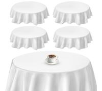 Lot de 4 nappes rondes de 213 cm - En polyester blanc - Moderne - Anti-taches et infroissables - Lavable - Pour salle à manger, jardin, mariage, extérieur