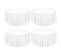 Lot de 4 Nappes Rondes de Polyester, Nappe Ronde Blanche, Nappe Ronde 120 Pouces/ 300cm, Résistant aux Taches et aux Rides Lavable Décoratif Nappe pour Banquet de Mariage Fête ou Restaurants