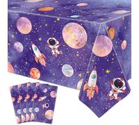 Lot de 4 nappes spatiales galaxie nappe fusée astronaute nappe de table planète spatiale premier voyage autour du soleil décorations de fête sur le thème de l'espace fournitures de fête galaxie