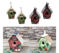 Lot de 4 nichoirs à oiseaux en bois à suspendre - Colorés - Fait à la main