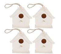 Lot de 4 nichoirs à oiseaux en bois naturel brut à suspendre pour décoration de jardin ou cour