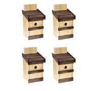 Lot de 4 nichoirs pour mésanges bleues et petites espèces de mésanges - Solide - En bois - Avec trou d'entrée de 32 mm - Naturel + bois de rose