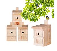 Lot de 4 nichoirs pour mésanges et petits oiseaux - Nichoir en bois massif - 27 x 17 x 17 cm - Fabriqué à la main en Europe - Résistant aux intempéries - Avec trou d'entrée de 28 mm.