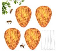 Lot de 4 nids de guêpes artificiels résistants aux intempéries - Nid de guêpe artificiel à suspendre - Lanterne en papier - Pour jardin, balcon et terrasse - 22 x 28 cm