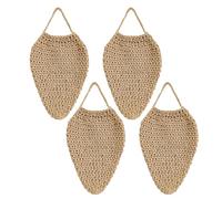 Lot de 4 nids de guêpes en Crochet, 20 x 35 cm, Pratiques et dissuasifs pour terrasse, Jardin, Cour, Avant-Toit, pièges à guêpes Marron Clair, à Suspendre pour l'extérieur