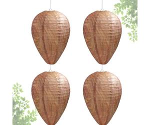 Lot de 4 nids de guêpes factices, leurres de frelons, piège à guêpes à suspendre pour l'extérieur, appât artificiel imperméable