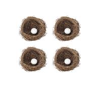 Lot de 4 nids d'oiseaux artificiels en rotin avec œufs pour décoration d'intérieur, jardin, caille en mousse mouchetée pour fête de mariage (8 cm + 1 œuf)