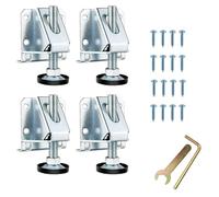 Lot de 4 niveleurs de levage robustes, pieds de nivellement réglables avec vis, écrous de verrouillage et clé pour meubles, tables, armoires, étagères, établi (argenté, 5,4 x 5,6 x 4,7 cm)