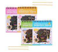 Lot de 4 notes à gratter arc-en-ciel noires pour enfants