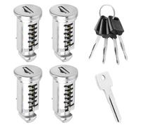 Lot de 4 noyaux de serrure pour Thule - Serrure de sécurité argentée pour coffre de toit - Système de clé à une clé pour barres de toit - Barres transversales